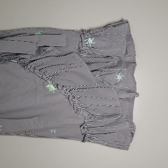 Dance & Marvel Midi Skirt Medium Black White Stripe Floral Ruffle Embroidered - Picture 3 of 16